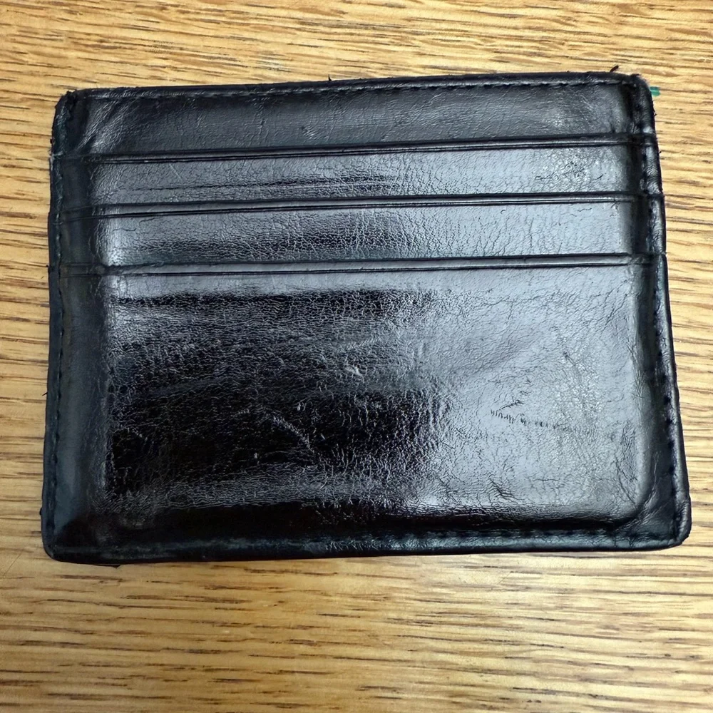 Slim black leather card holder / wallet